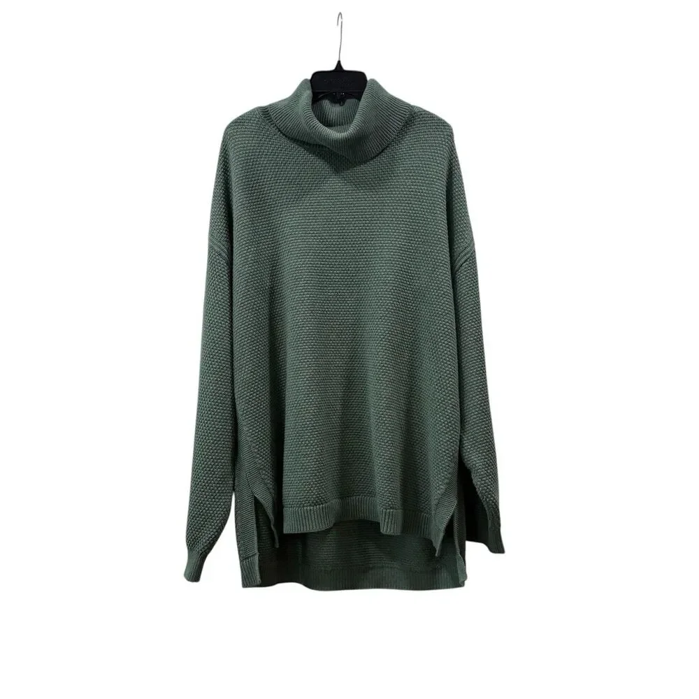 Free People Beach Green Hailee Oversized Turtleneck Sweater Size M
